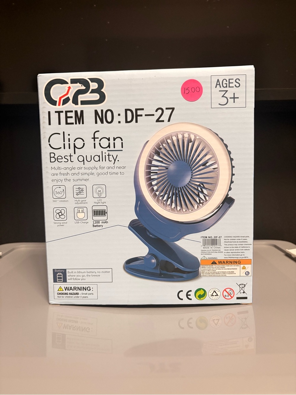 Clip Fan DF-27 Portable Clip-On Fan - Green